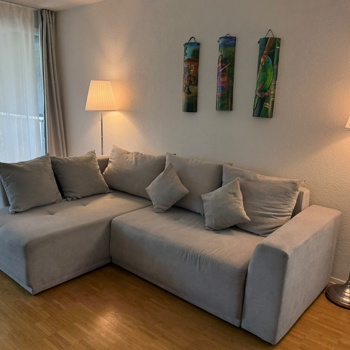 Bequemes Schlafsofa / Ecksofa in Hellgrau – Top Zustand!