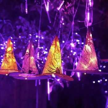 6 Stück hängende Hexenhüte-Lichterkette