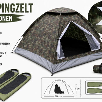 Kuppelzelt 2 Personen Tarnfarben Camouflage Militär Look