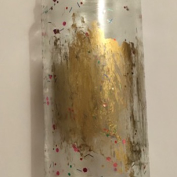 Glasvase farbglitzer und goldfarbe Bild 2