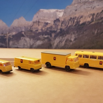 Spur N, WIKING Modellautos: 5er-Set PTT-Fahrzeuge Post